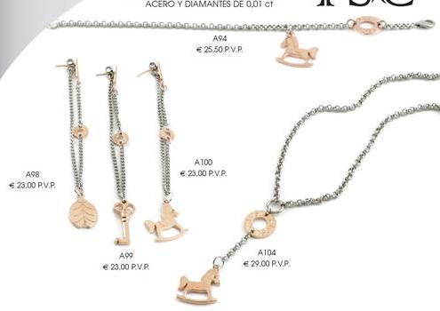 Juego de collar, pulsera y pendientes de acero (GA-018)