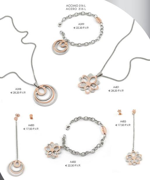 Juego de collar, pulsera y pendientes de acero (GA-021)