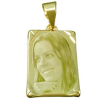Colgante chapado en oro grabado con foto, forma con cantos (CO-021)